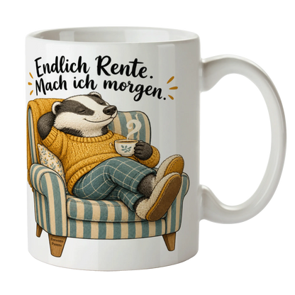 Lustige Tasse für Rentner mit entspanntem Dachs|p:2014666|h:18fd7cebe9bfde02044ba93450bea763