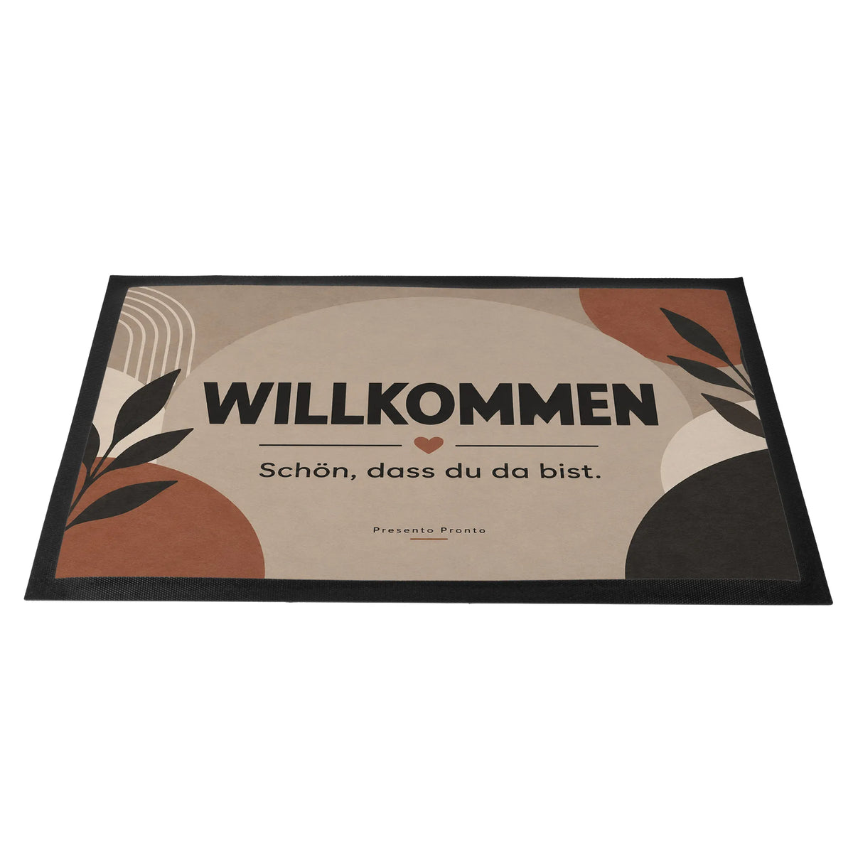 Einladende Fußmatte Welcome mit Blätterrahmen|p:2014672|h:f2547c9847da1d8c2679597de1303427