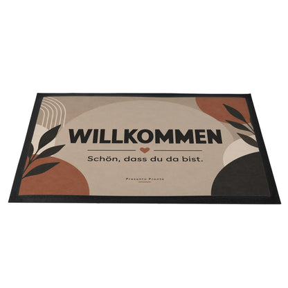 Einladende Fußmatte Welcome mit Blätterrahmen|p:2014672|h:f2547c9847da1d8c2679597de1303427