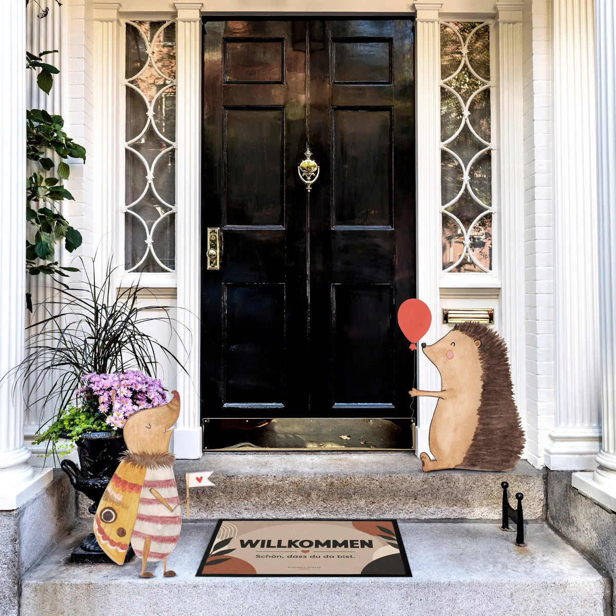 Einladende Fußmatte Welcome mit Blätterrahmen|p:2014672|h:aaf322de986e7b2301ae5a44ca19780c