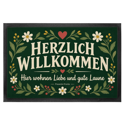 Herzliche Welcome Fußmatte für Gäste mit cremefarbener Schrift|p:2014674|h:101c27a92e94934ffb8498edb4377138