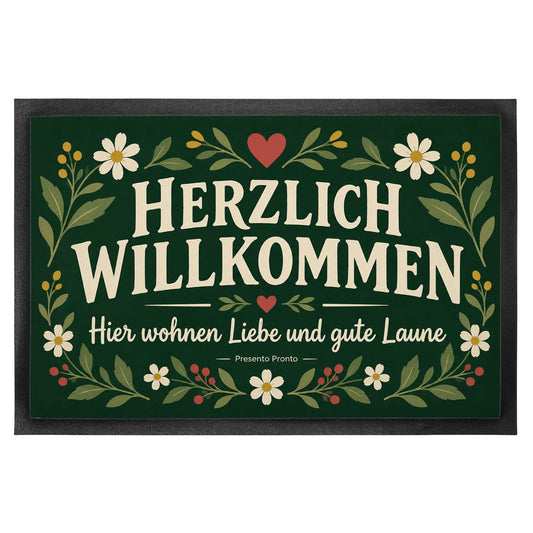 Herzliche Welcome Fußmatte für Gäste mit cremefarbener Schrift|p:2014674|h:101c27a92e94934ffb8498edb4377138