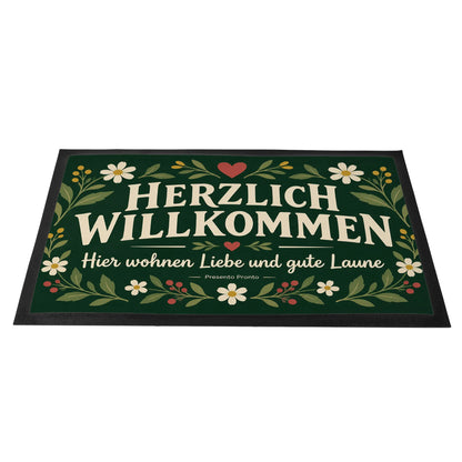 Herzliche Welcome Fußmatte für Gäste mit cremefarbener Schrift|p:2014674|h:d7bee7d59ddfda0bf3c8e20a00630faa