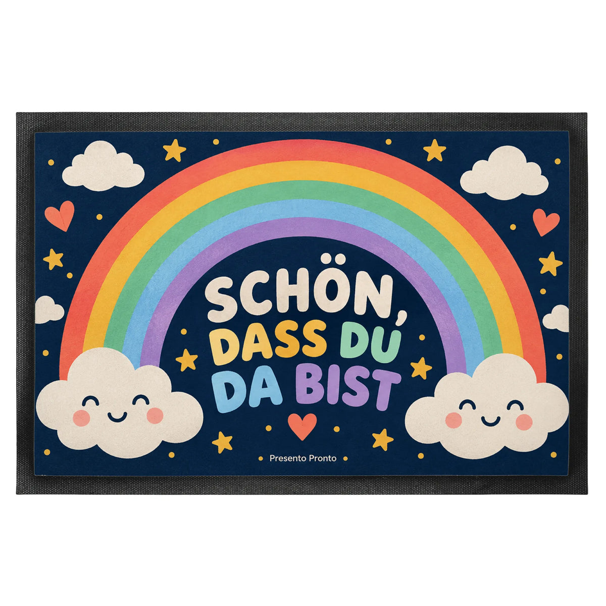 Fröhliche Fußmatte mit Regenbogen zur Begrüßung|p:2014677|h:b04f7ae04620ae1b0f98ec11a518fb4d