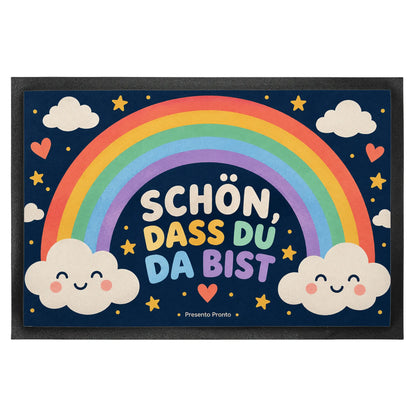 Fröhliche Fußmatte mit Regenbogen zur Begrüßung|p:2014677|h:b04f7ae04620ae1b0f98ec11a518fb4d