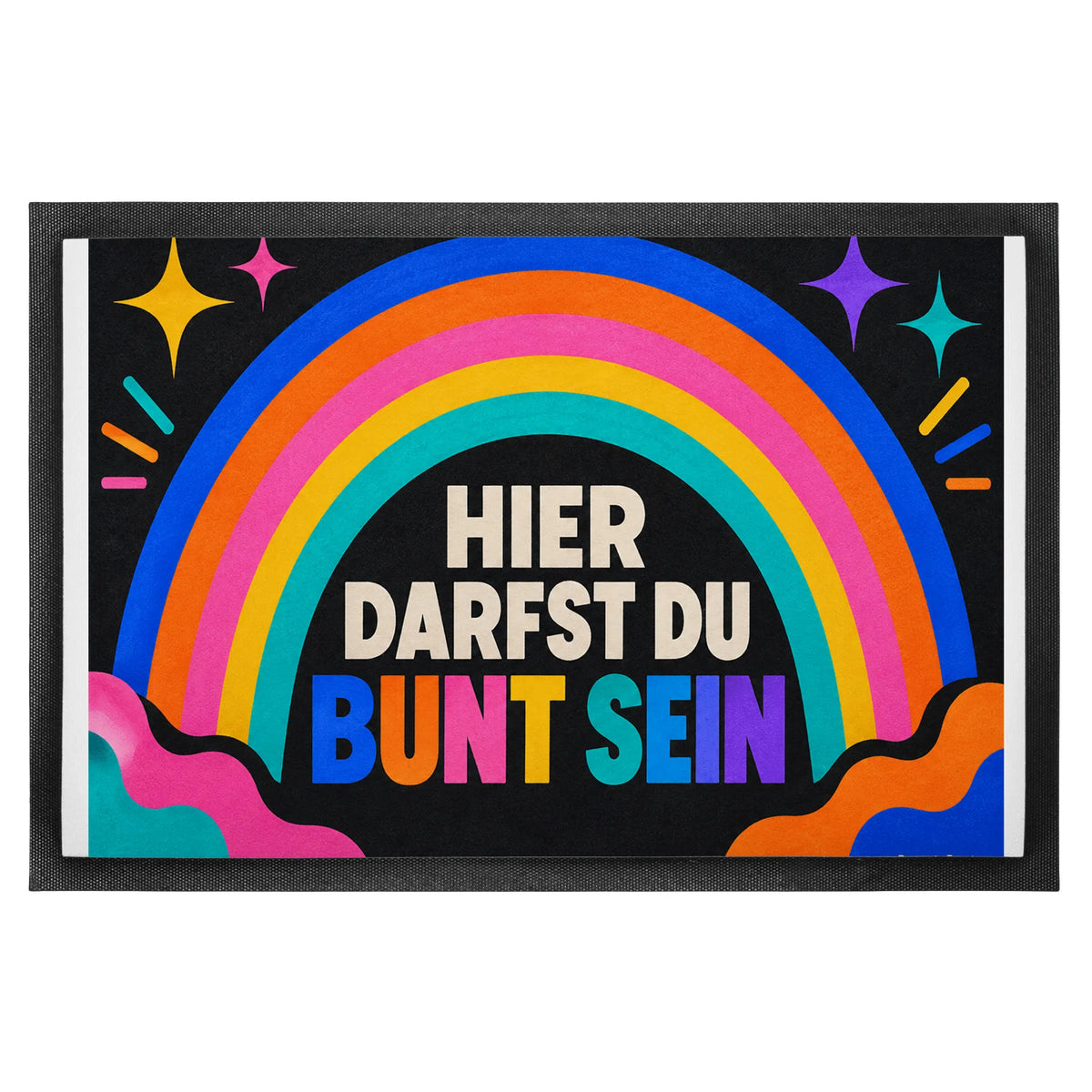 Bunte Fußmatte mit Regenbogen für fröhliche Familien|p:2014682|h:5472e02bdd71f176f0f9139d549eed23