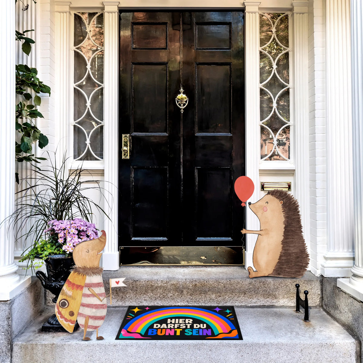 Bunte Fußmatte mit Regenbogen für fröhliche Familien|p:2014682|h:179ea30015e40dae0a7f4aa1e3c19046