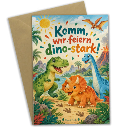 Lustige Dino Einladungskarte zum Kindergeburtstag|p:2014687|h:016d18e592f4cf2fa2081506d60457d9