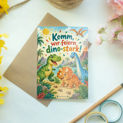 Lustige Dino Einladungskarte zum Kindergeburtstag|p:2014687|h:a345edaad6e39bb976d1a555f0fa4084