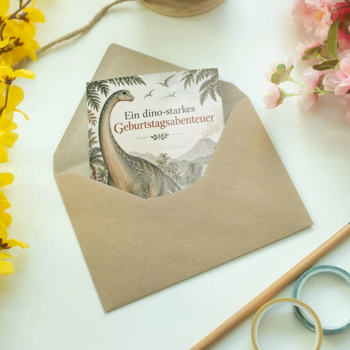Abenteuerliche Einladungskarte mit Dino zum Kindergeburtstag|p:2014702|h:207aacba249ae2cdc80b711672f147a3