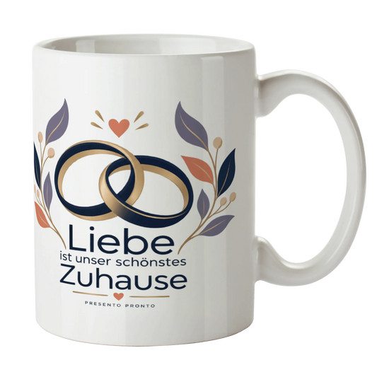 Romantische Tasse zur Hochzeit mit Eheringen und Herz|p:2014707|h:d9e7b3fd75d1f9608e50e9576c980616