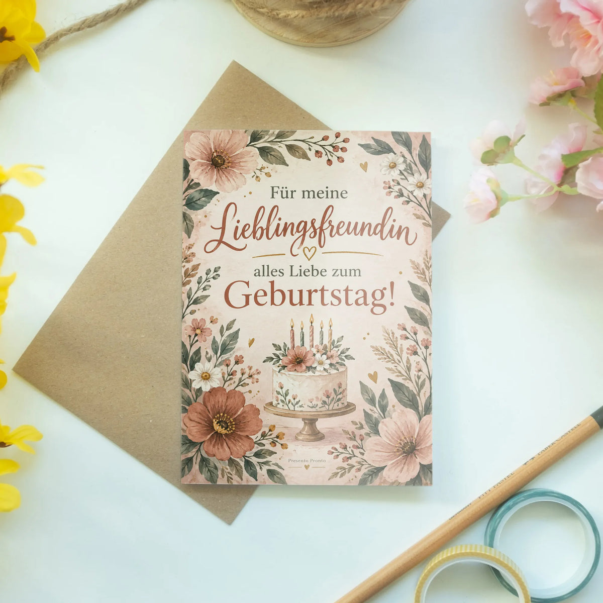 Herzliche Geburtstagskarte für die Freundin mit Wildblumen|p:2014713|h:f5468010f333627836b046333d379086