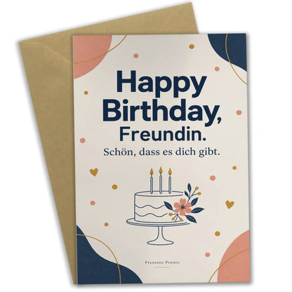 Herzliche Geburtstagskarte für die Freundin mit Kuchen|p:2014716|h:2bea0a40e1af9737da7c1ead2d7b107a