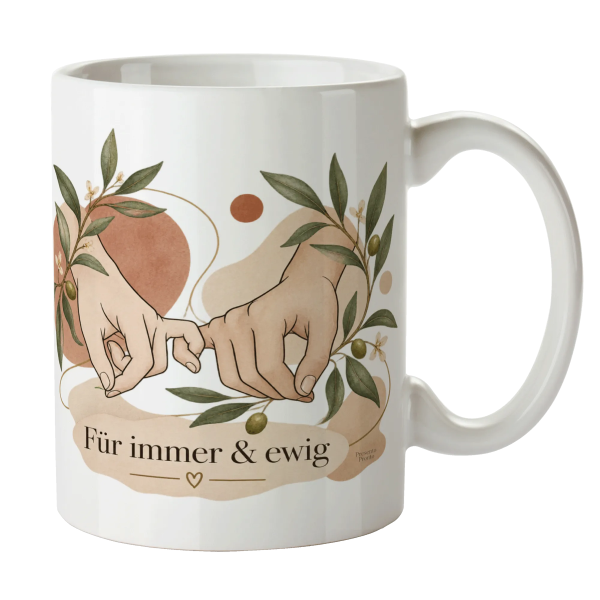 Romantische Tasse zur Hochzeit mit ineinandergreifenden Händen|p:2014717|h:12a22eb1f1185913543dafae073f873d