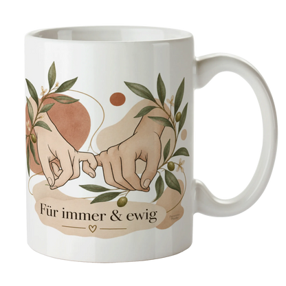 Romantische Tasse zur Hochzeit mit ineinandergreifenden Händen|p:2014717|h:12a22eb1f1185913543dafae073f873d
