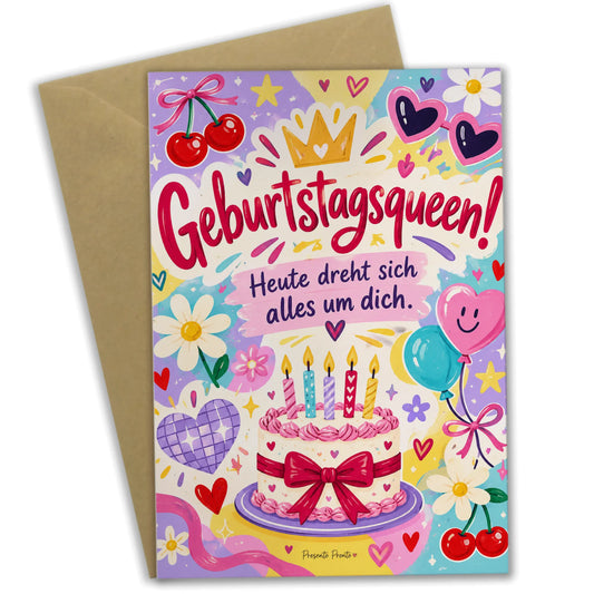Lustige Geburtstagskarte für die Freundin mit Kuchen|p:2014718|h:a392dee04ec9809f885d5bf911275d24