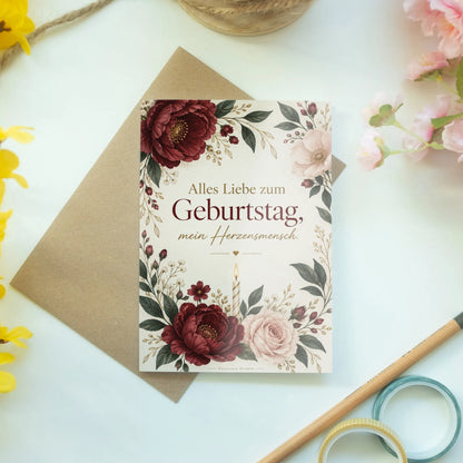 Romantische Geburtstagskarte für die Freundin mit burgunderroten Blumen|p:2014722|h:8d758e24735aa59e2a52a3bc0453b91a