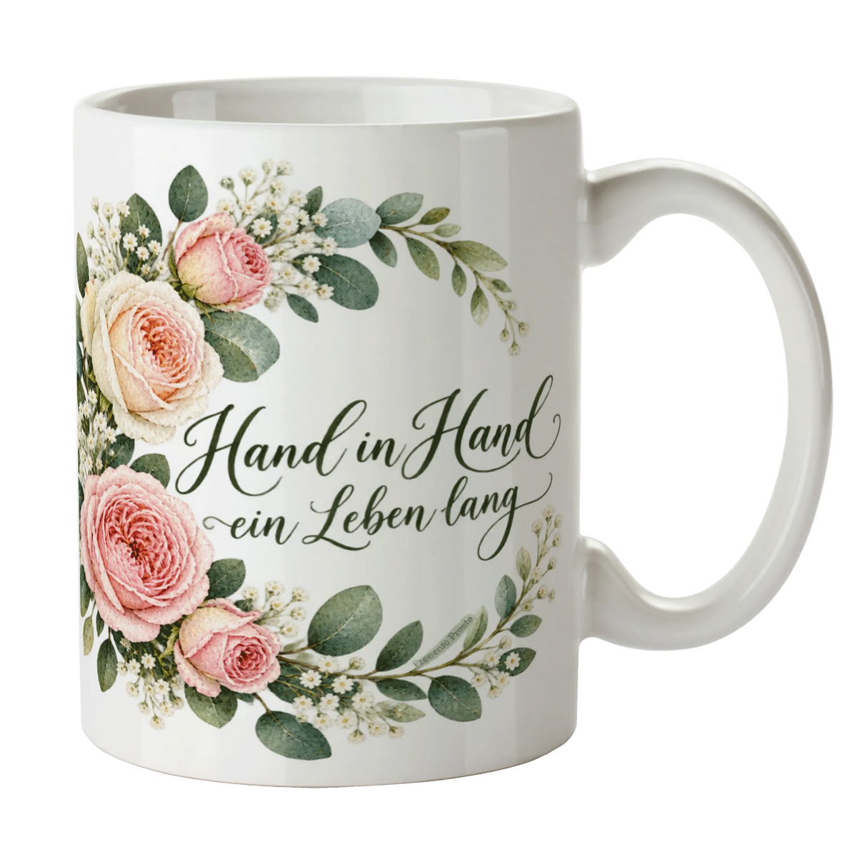 Romantische Tasse zur Hochzeit mit Rosenkranz|p:2014724|h:0275583ddf24dd783c4308378b2bdd1f