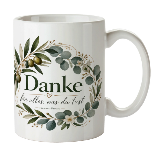 Elegante Danke Tasse mit Olivenzweig|p:2014730|h:bc19245f7d326985cd64b221f635a1d4