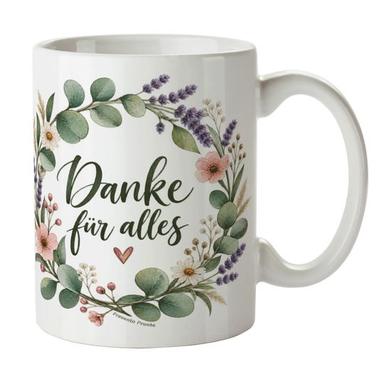 Elegante Tasse zum Danke sagen mit Blumenkranz|p:2014738|h:71095ea210ad29adc692dfb7137613d0