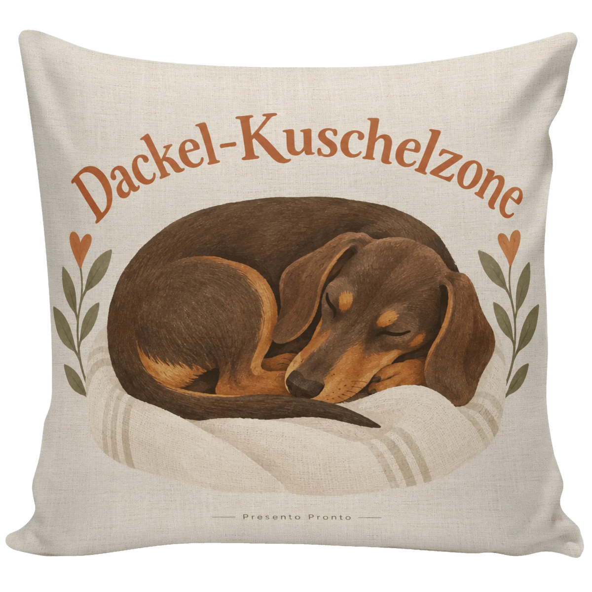 Kuscheliges Kissen mit schlafendem Dackel für Dackelfans|p:2014765|h:dbc7b10eb3434fbe1ab0cd109d854b65