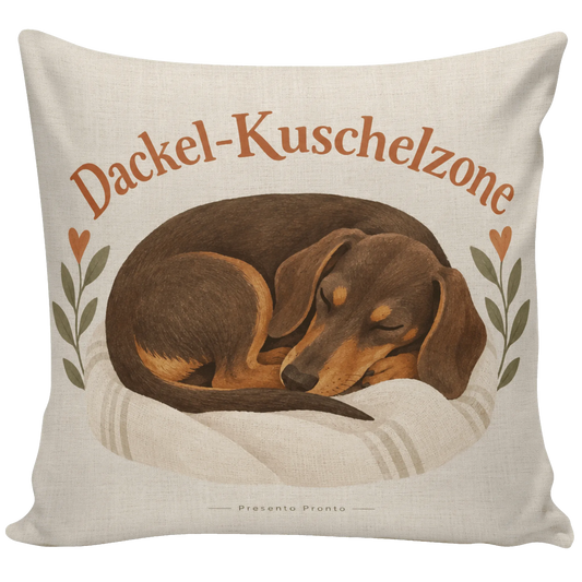 Kuscheliges Kissen mit schlafendem Dackel für Dackelfans|p:2014765|h:dbc7b10eb3434fbe1ab0cd109d854b65