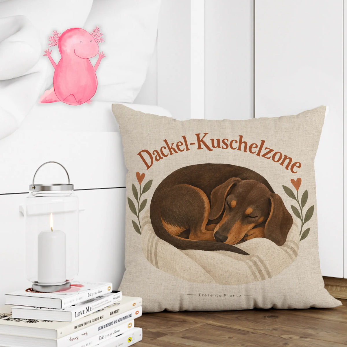 Kuscheliges Kissen mit schlafendem Dackel für Dackelfans|p:2014765|h:e35edd0b29be949a5fc702768976e1bf