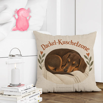 Kuscheliges Kissen mit schlafendem Dackel für Dackelfans|p:2014765|h:e35edd0b29be949a5fc702768976e1bf