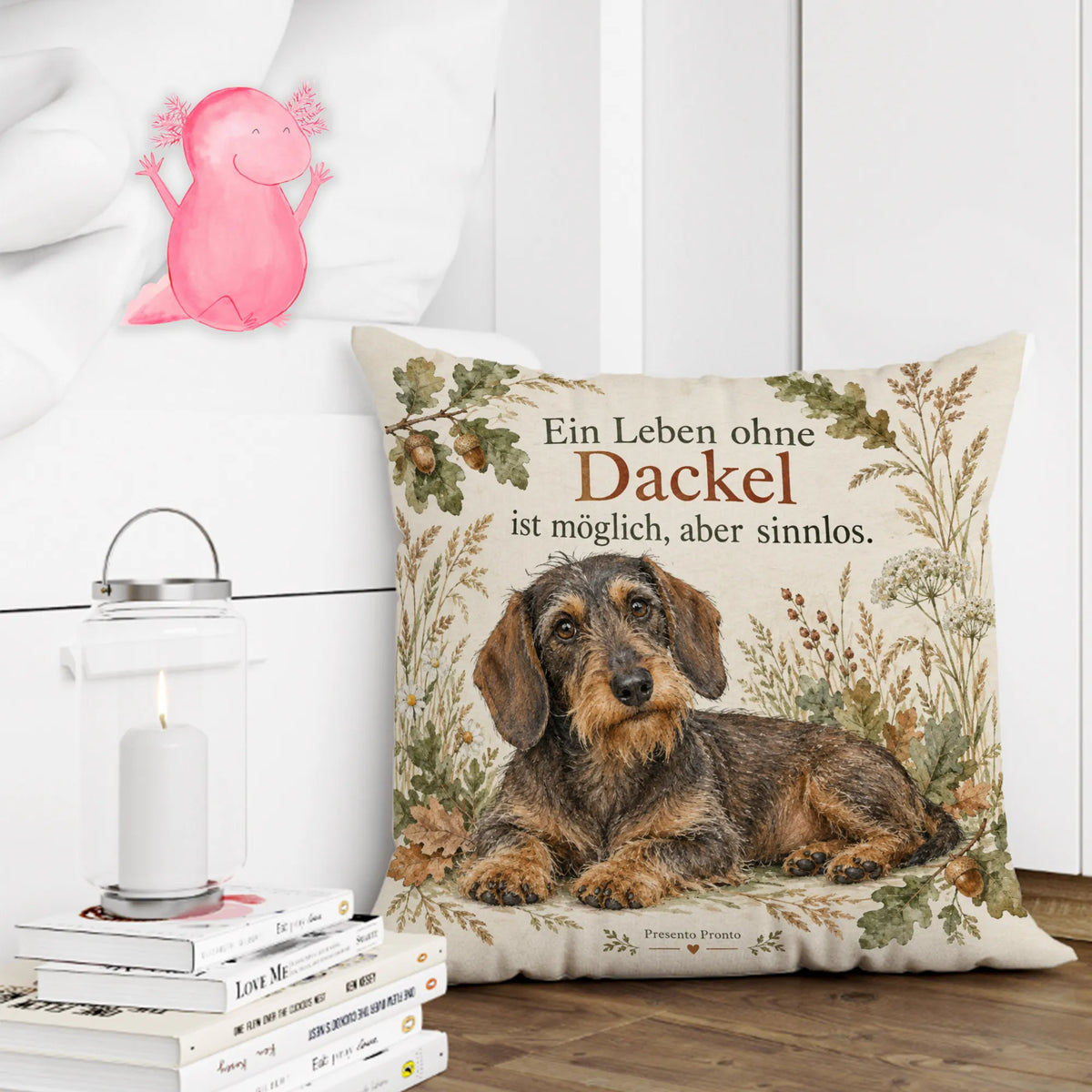 Lustiges Kissen für Dackelbesitzer mit rauhaarigem Dackel|p:2014766|h:8662be878579f5be14bcc10133942f40