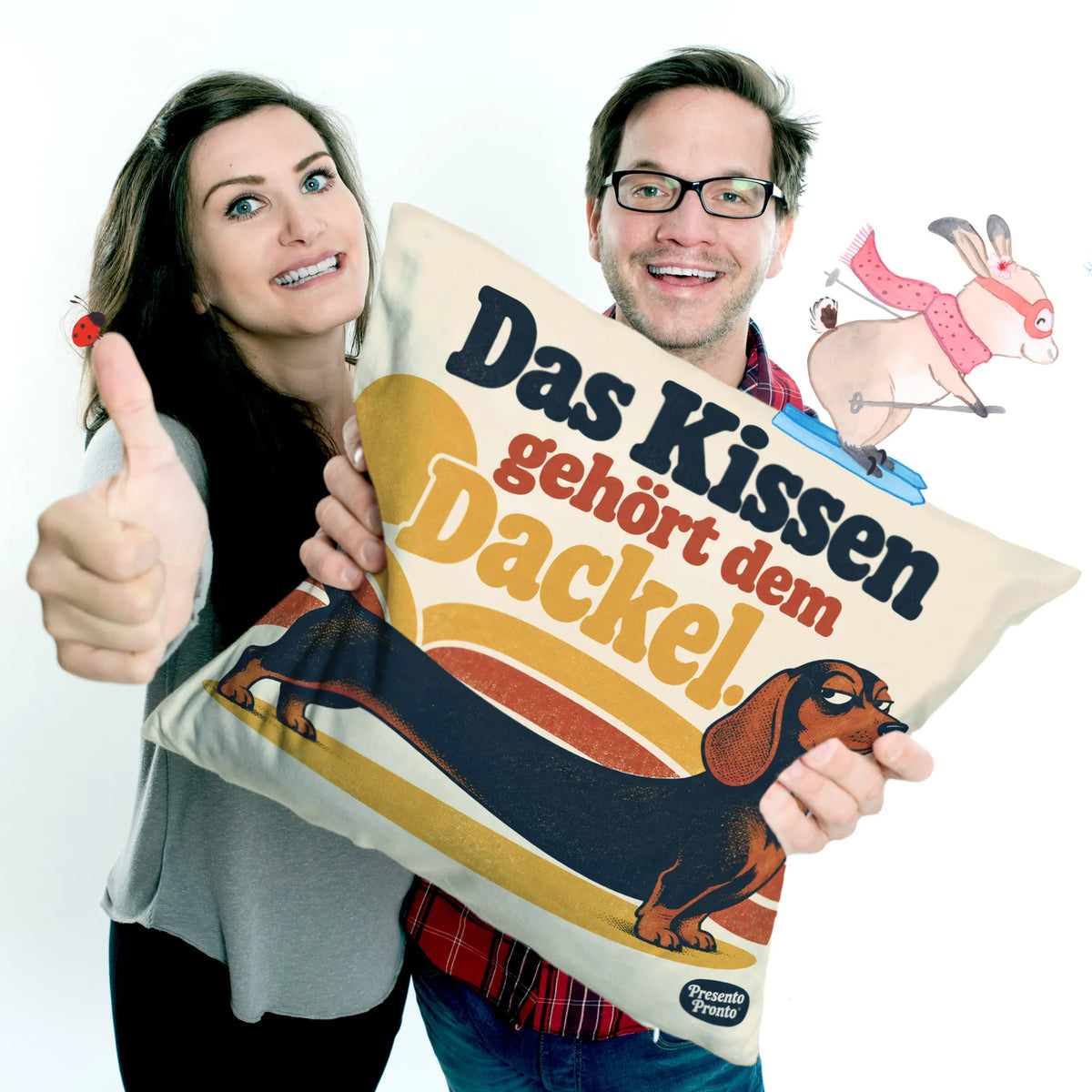 Lustiges Dackelkissen für Dackelbesitzer mit sturem Blick|p:2014767|h:243fd7c77a4695c3f07e55fbc11a3760