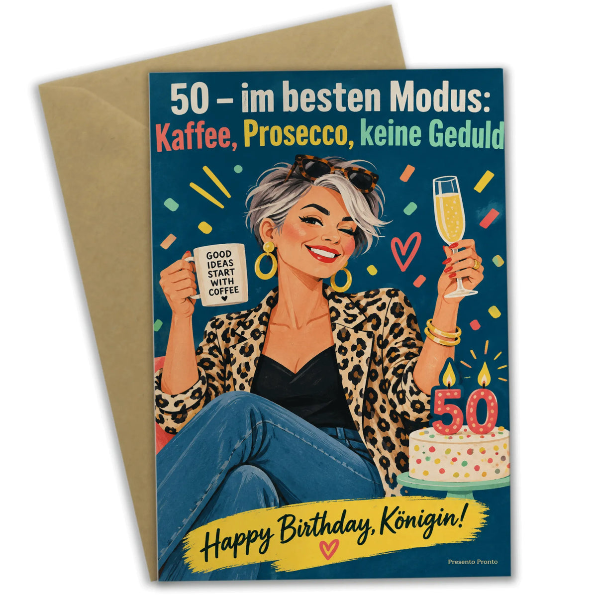 Lustige Geburtstagskarte für Frau zum 50. mit Kaffee und Prosecco|p:2014782|h:486e3df407ba2044a3b86043052fbf54