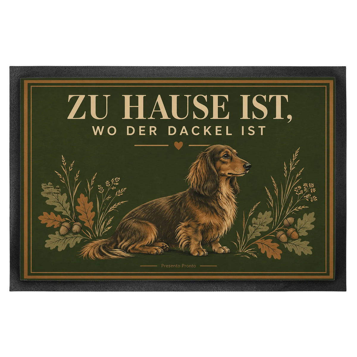 Elegante Fußmatte für Dackelfans mit langhaarigem Dackel|p:2014796|h:e785c2a2ef2960483149a25aed3cd0b1