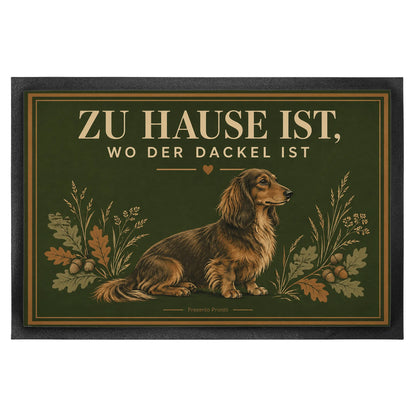 Elegante Fußmatte für Dackelfans mit langhaarigem Dackel|p:2014796|h:e785c2a2ef2960483149a25aed3cd0b1