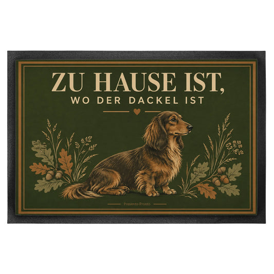 Elegante Fußmatte für Dackelfans mit langhaarigem Dackel|p:2014796|h:e785c2a2ef2960483149a25aed3cd0b1