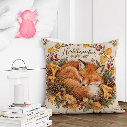 Gemütliches Herbstkissen mit schlafendem Fuchs|p:2014811|h:825ae09a6bd7745381e5809111d2727b