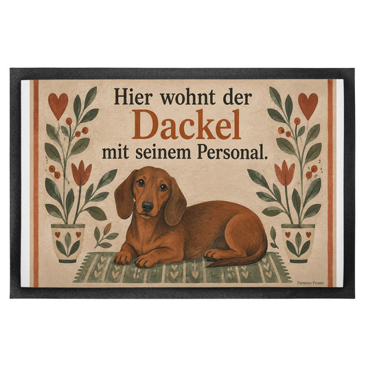 Lustige Fußmatte für Dackelbesitzer mit glatthaarigem Dackel|p:2014827|h:ecf5fdf2b234e84f94cc41674f4336c8