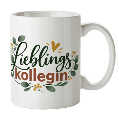 Herzliche Tasse für die Lieblingskollegin mit Eukalyptusblättern|p:2014839|h:06649a5753c4992d0532969afc6969ad
