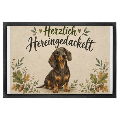 Herzliche Fußmatte Hereingedackelt zum Einzug mit Dackel|p:2014859|h:984d1fdce7ae227f615f7ab822dcd6d8