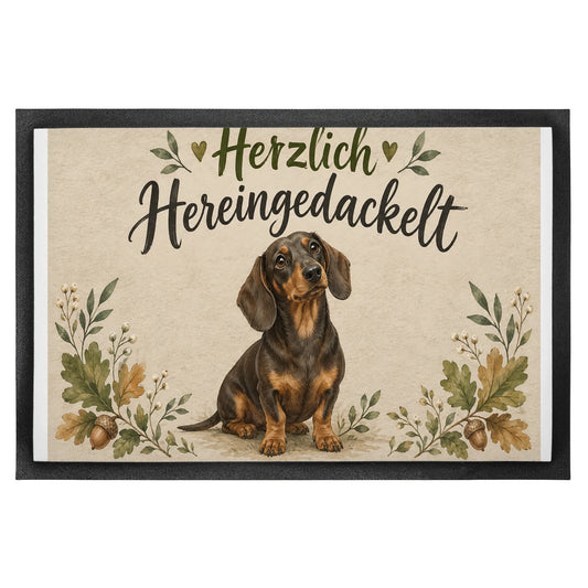 Herzliche Fußmatte Hereingedackelt zum Einzug mit Dackel|p:2014859|h:984d1fdce7ae227f615f7ab822dcd6d8