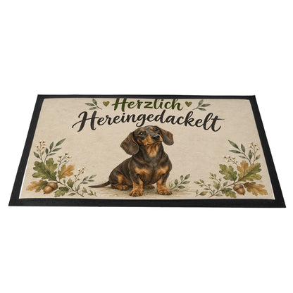 Herzliche Fußmatte Hereingedackelt zum Einzug mit Dackel|p:2014859|h:46099e1a64c7eeb0cdc736475d5880b2