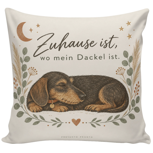 Gemütliches Dackelkissen für Dackelliebhaber mit eingerolltem Dackel|p:2014877|h:06c2425bd5272c17fd6f3c756e5e0438
