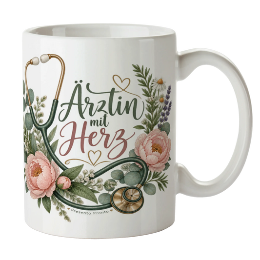 Herzliche Tasse für Ärztin mit Stethoskop und Pfingstrosen|p:2014879|h:29d680097adf6d61a692638db3ebc36e