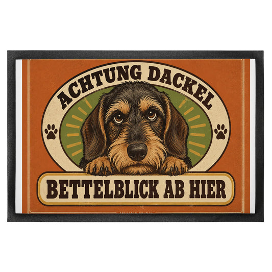 Lustige Fußmatte für Dackelfans mit Bettelblick Warnschild|p:2014899|h:7b4be309b669e80c4f2953f4f331d5d5