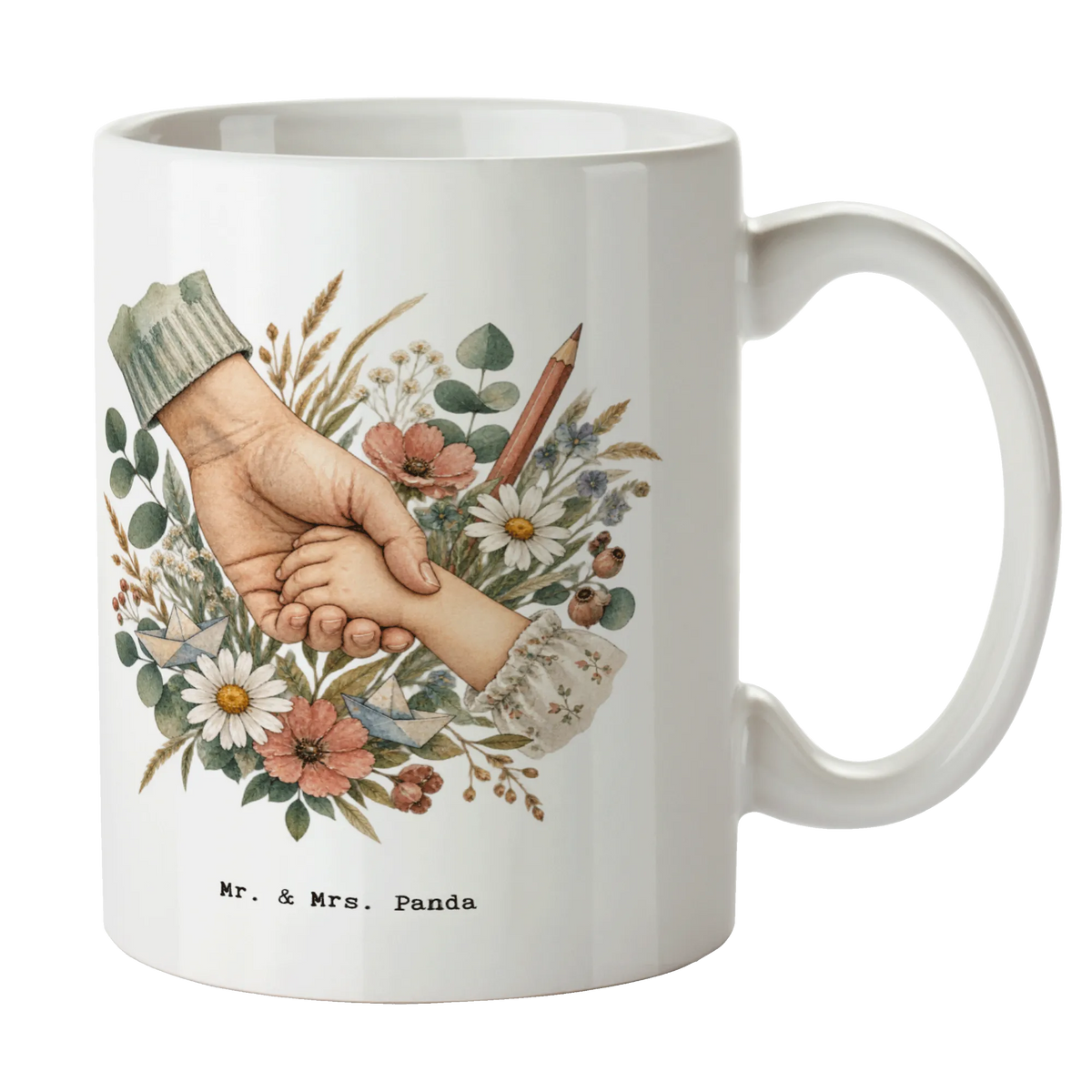 Herzliche Tasse für Erzieher mit Händen und Wildblumen|p:2014908|h:524a394daab46907275a79cdbf074292