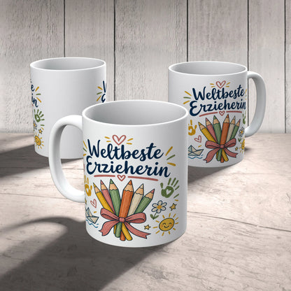 Liebevolle Tasse für Erzieherin mit Buntstiftstrauß|p:2014910|h:322c71875b98ccd10c3f11e4d94d37c7