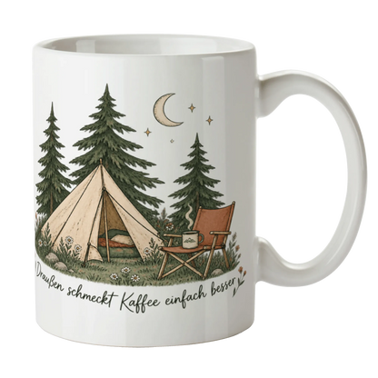 Gemütliche Camping Tasse mit Zelt und Mondsichel|p:2014911|h:130ac739513995bbccd9b844b664d325