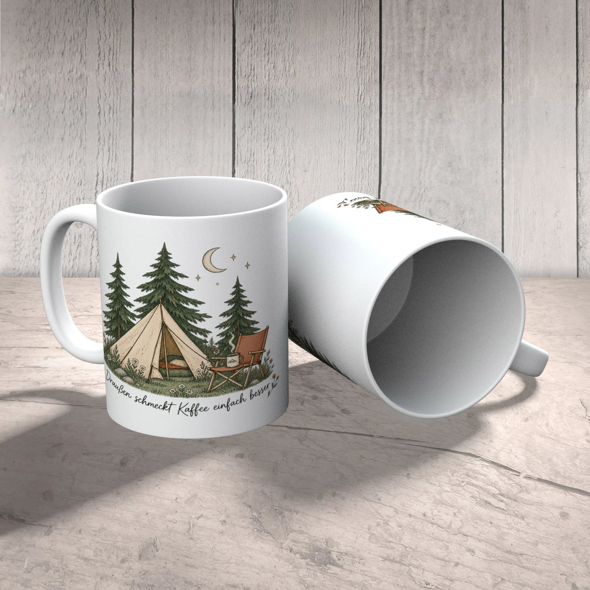 Gemütliche Camping Tasse mit Zelt und Mondsichel|p:2014911|h:629c3312949d6deaef7dfd7969c8f4ff
