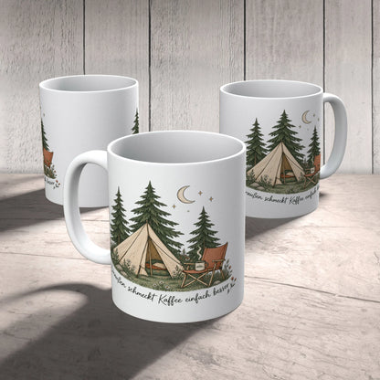 Gemütliche Camping Tasse mit Zelt und Mondsichel|p:2014911|h:e461fdfbc829fff564b13f18e8556462