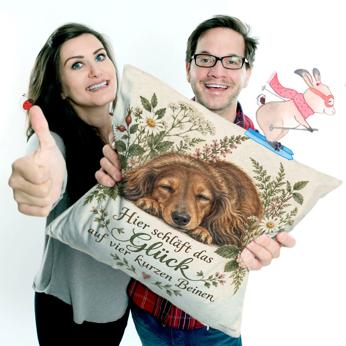 Kuscheliges Kissen mit ruhendem Dackel für Dackelfans|p:2014919|h:f8f66475f81fc7010f3deb9eb8f75eb7
