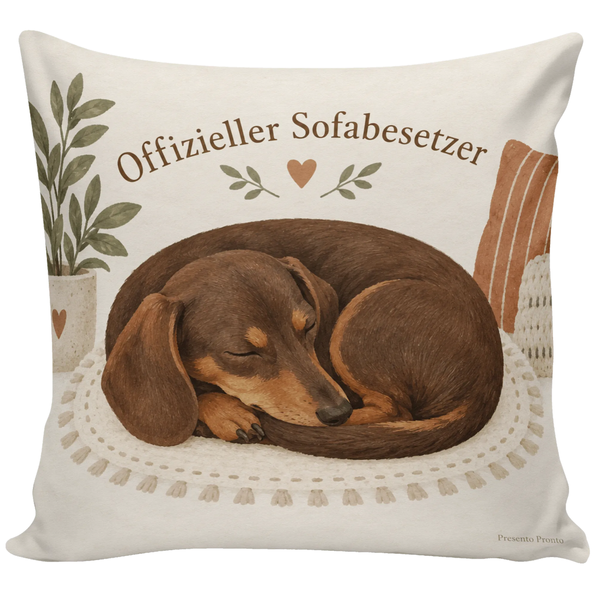 Lustiges Dackel-Kissen für Dackelbesitzer mit schlafendem Dackel|p:2014920|h:91095a6f0cb2326f93349bb160c67731